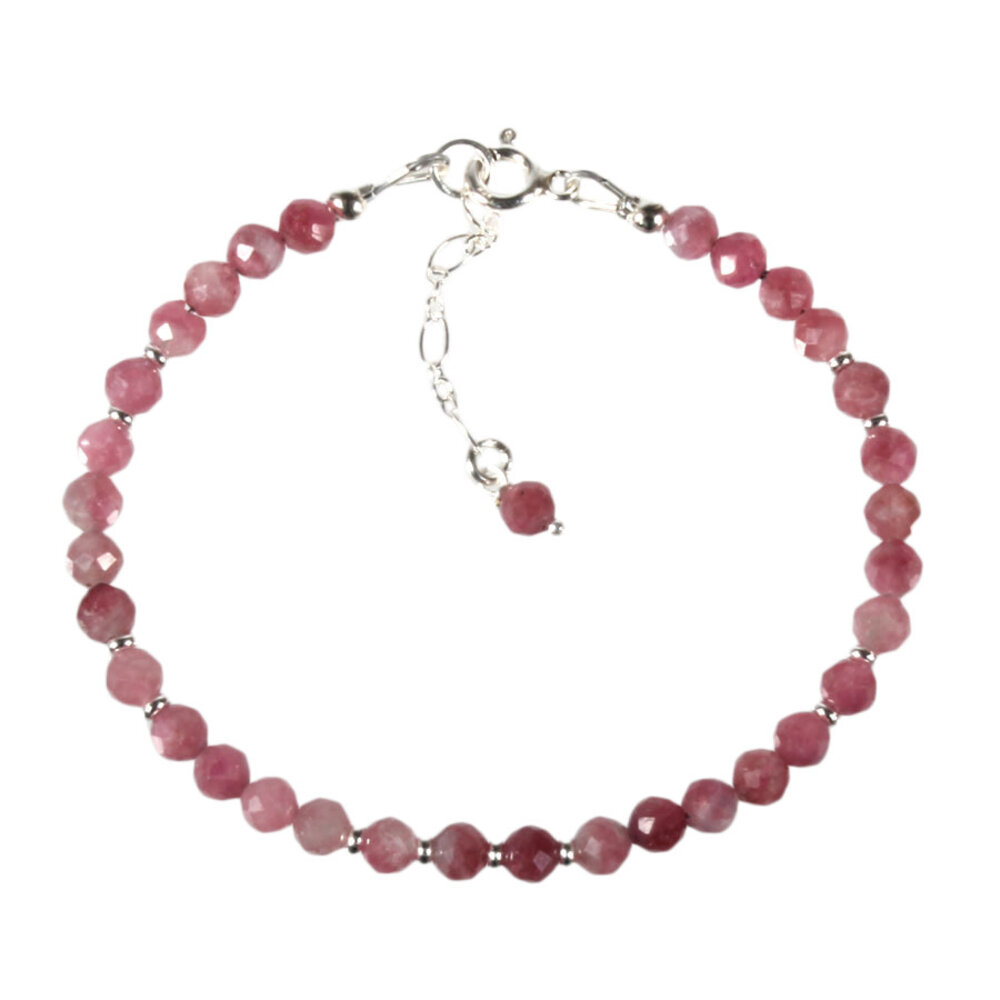 Toermalijn (roze) zilveren armband | 4 mm facet