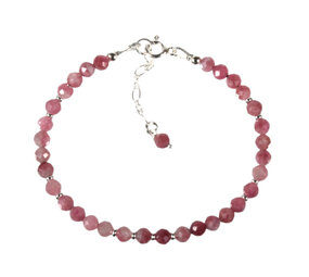Toermalijn (roze) zilveren armband | 4 mm facet Toermalijn (roze) zilveren armband | 4 mm facet
