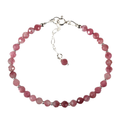 Toermalijn (roze) zilveren armband | 4 mm facet
