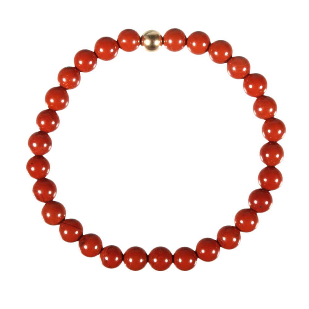Jaspis (rood) armband met 14k gouden kraal | 6 mm Jaspis (rood) armband met 14k gouden kraal | 6 mm