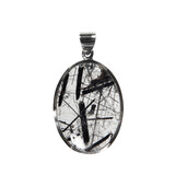 Zilveren hanger toermalijnkwarts | ovaal 3 x 2,2 cm