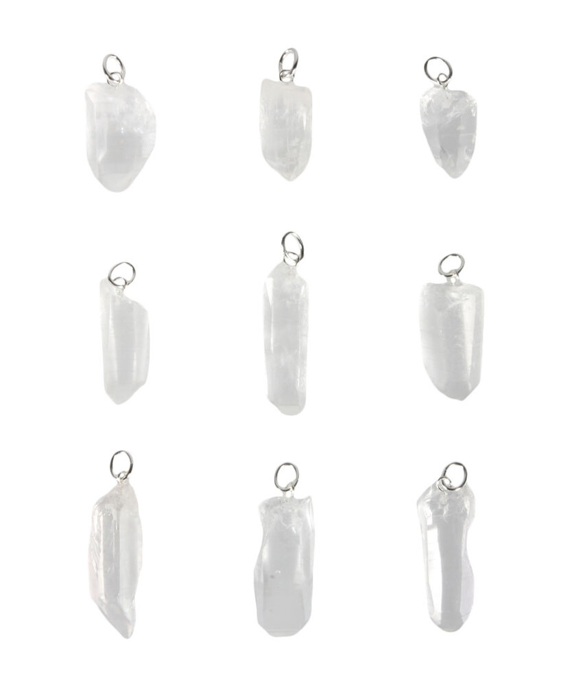 Lemurisch zaad kristal hanger met zilveren oogje