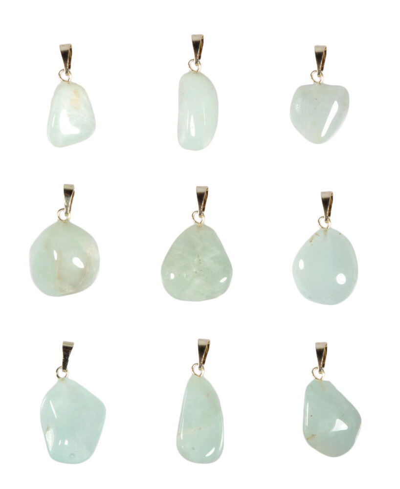 Prehniet hanger met 14k gouden oogje Prehniet hanger met 14k gouden oogje