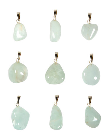 Prehniet hanger met 14k gouden oogje Prehniet hanger met 14k gouden oogje