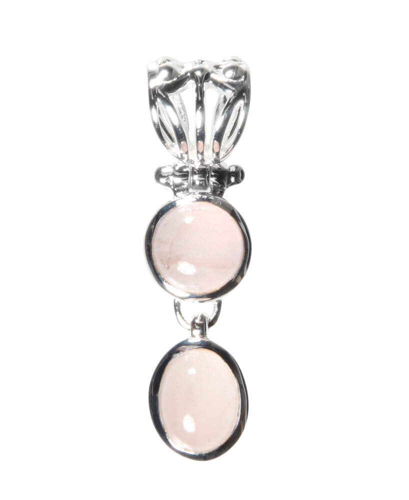 Zilveren hanger rozenkwarts | rond en ovaal