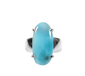 Zilveren ring larimar maat 18 | ovaal gezet 2,3 x 1,2 cm Zilveren ring larimar maat 18 | ovaal gezet 2,3 x 1,2 cm