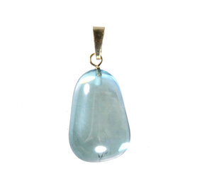 Aqua aura hanger met 14k gouden oogje Aqua aura hanger met 14k gouden oogje