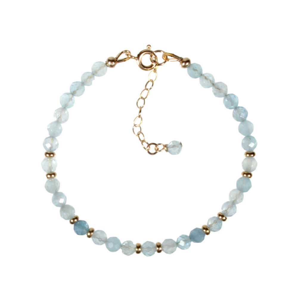 Aquamarijn gold filled armband | 4 mm facet