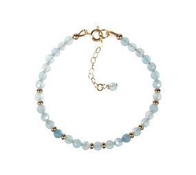 Aquamarijn gold filled armband | 4 mm facet
