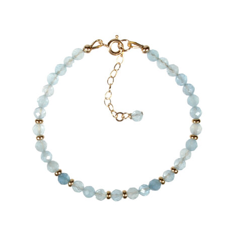 Aquamarijn gold filled armband | 4 mm facet