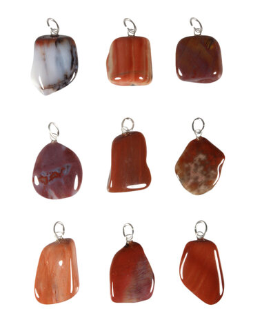 Versteend hout hanger met zilveren oogje