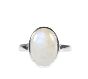 Zilveren ring maansteen (regenboog) maat 18 | ovaal 14 x 10 mm Zilveren ring maansteen (regenboog) maat 18 | ovaal 14 x 10 mm