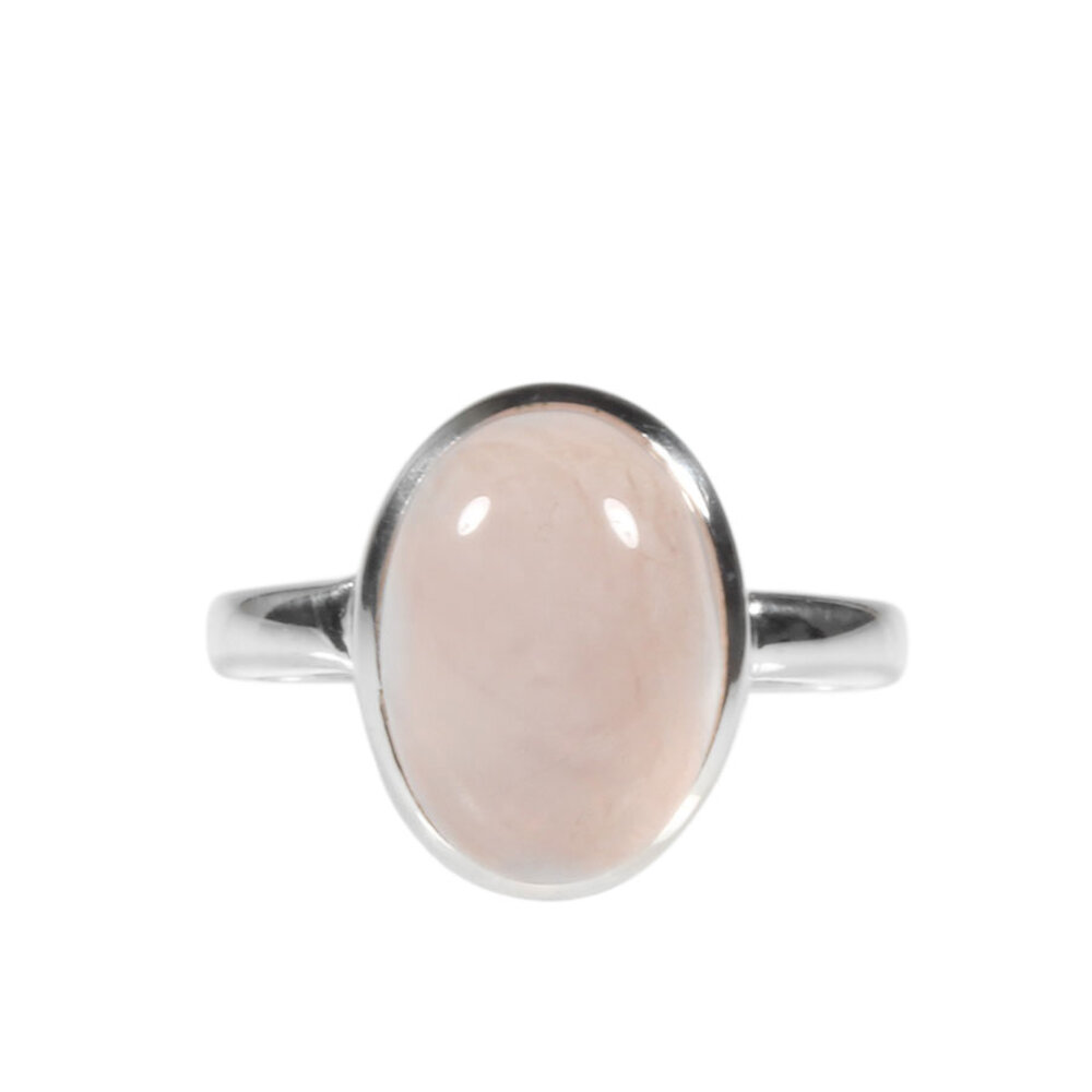 Zilveren ring rozenkwarts maat 19 | ovaal 14 x 10 mm Zilveren ring rozenkwarts maat 19 | ovaal 14 x 10 mm