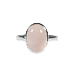 Zilveren ring rozenkwarts maat 19 | ovaal 14 x 10 mm Zilveren ring rozenkwarts maat 19 | ovaal 14 x 10 mm