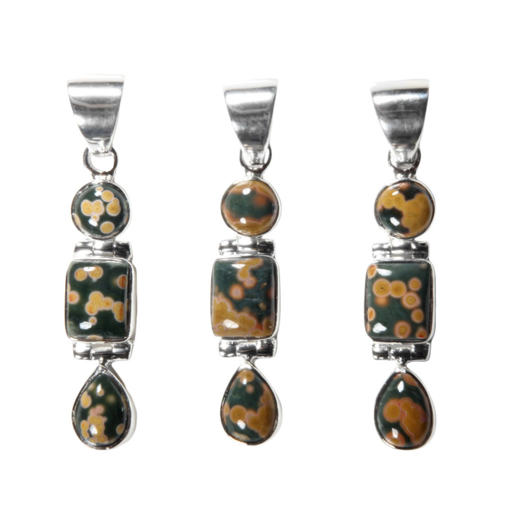 Zilveren hanger jaspis (oceaan) | 3 vormen stenen Zilveren hanger jaspis (oceaan) | 3 vormen stenen