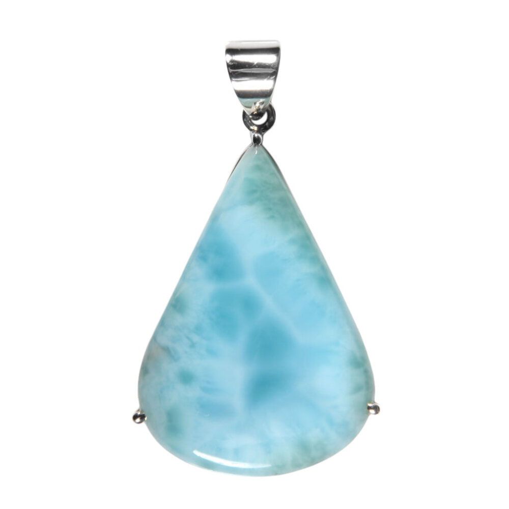Zilveren hanger larimar | druppel gezet 3,9 x 2,7 cm