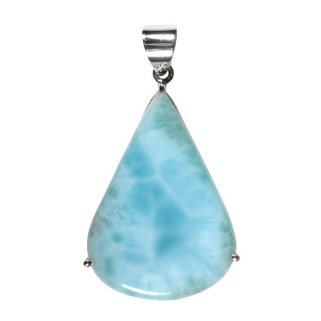 Zilveren hanger larimar | druppel gezet 3,9 x 2,7 cm
