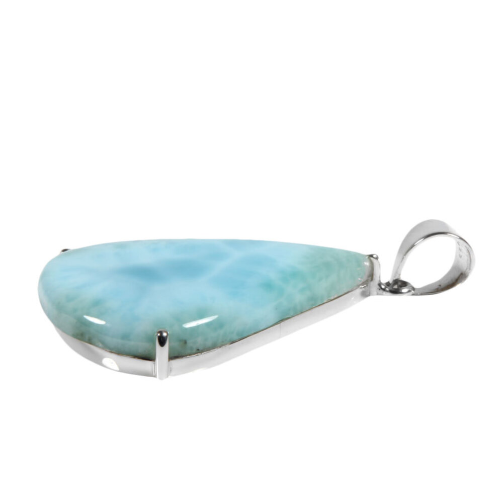 Zilveren hanger larimar | druppel gezet 3,9 x 2,7 cm
