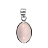 Zilveren hanger rozenkwarts ovaal 14 x 10 mm Zilveren hanger rozenkwarts ovaal 14 x 10 mm