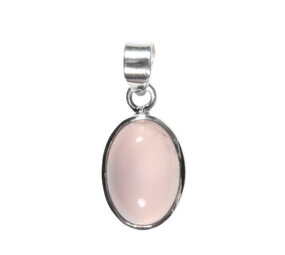 Zilveren hanger rozenkwarts ovaal 14 x 10 mm Zilveren hanger rozenkwarts ovaal 14 x 10 mm