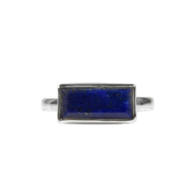 Zilveren ring lapis lazuli maat 18 1/2 | rechthoek facet 1,4 x 0,7 cm Zilveren ring lapis lazuli maat 18 1/2 | rechthoek facet 1,4 x 0,7 cm