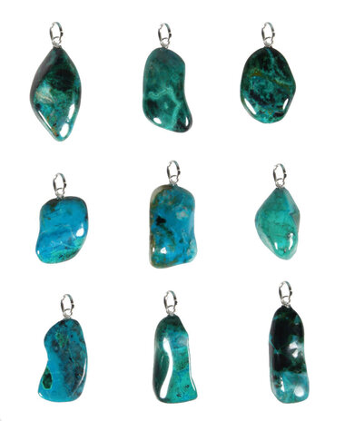Chrysocolla hanger met zilveren oogje Chrysocolla hanger met zilveren oogje