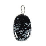 Obsidiaan (sneeuwvlok) hanger ovaal met zilveren oogje Obsidiaan (sneeuwvlok) hanger ovaal met zilveren oogje