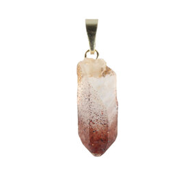 Protector kwarts hanger kristal met 14k gouden oogje Protector kwarts hanger kristal met 14k gouden oogje