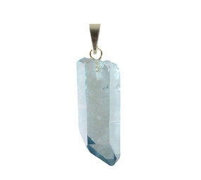Aqua aura hanger kristal met 14k gouden oogje Aqua aura hanger kristal met 14k gouden oogje