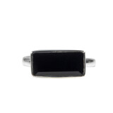 Zilveren ring onyx maat 17 | rechthoek facet 1,4 x 0,7 cm