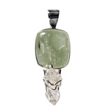 Zilveren hanger moldaviet en Herkimer diamant kristal | vierkant half gepolijst