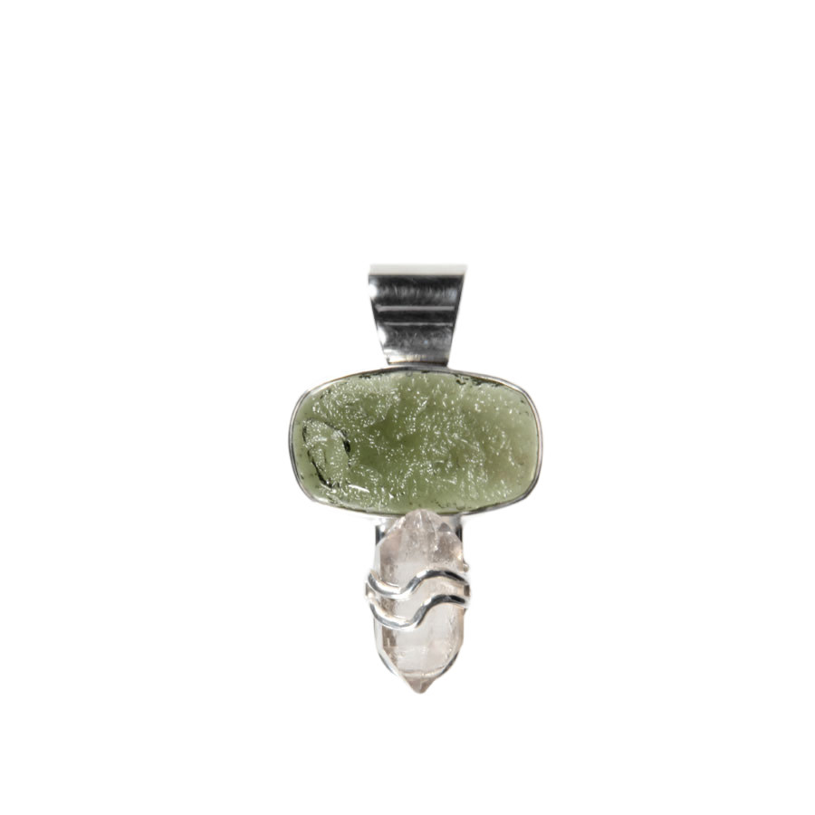 KKPLZZ Moldaviet Kristal Ketting, Onregelmatige Steen Hanger Natuurlijke Kristal Energie Steen Ketting Moldaviet Sieraden Ketting Gift