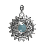 Zilveren hanger aquamarijn | rond facet zon Zilveren hanger aquamarijn | rond facet zon