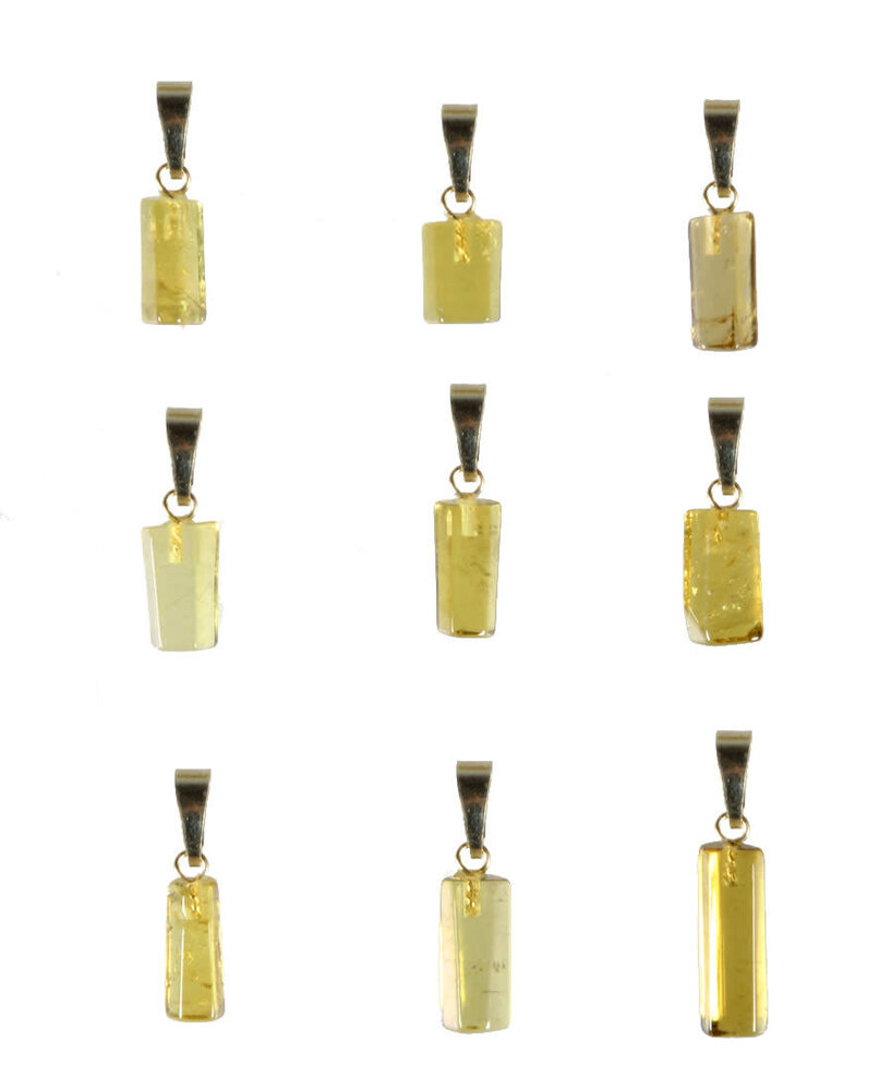 Toermalijn (geel) hanger kristal gepolijst met 14k gouden oogje