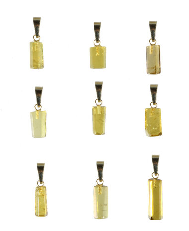 Toermalijn (geel) hanger kristal gepolijst met 14k gouden oogje