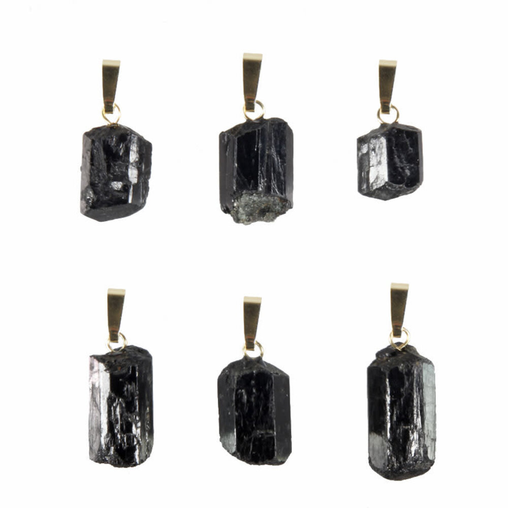 Toermalijn (zwart) hanger kristal met 14k gouden oogje Toermalijn (zwart) hanger kristal met 14k gouden oogje