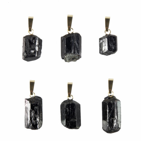 Toermalijn (zwart) hanger kristal met 14k gouden oogje Toermalijn (zwart) hanger kristal met 14k gouden oogje