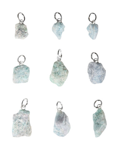 Toermalijn (Paraiba) hanger ruw met zilveren oogje