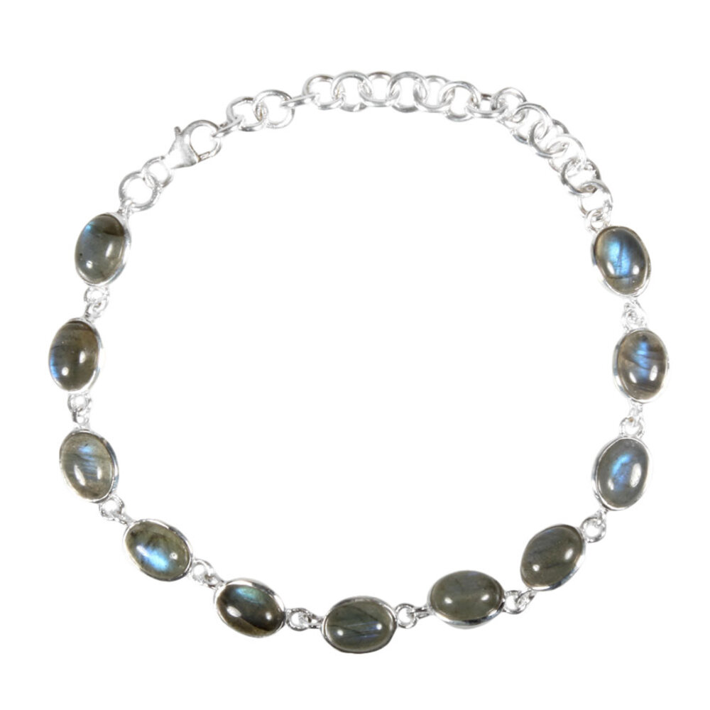 Zilveren armband labradoriet ovaal 8 x 6 mm Zilveren armband labradoriet ovaal 8 x 6 mm