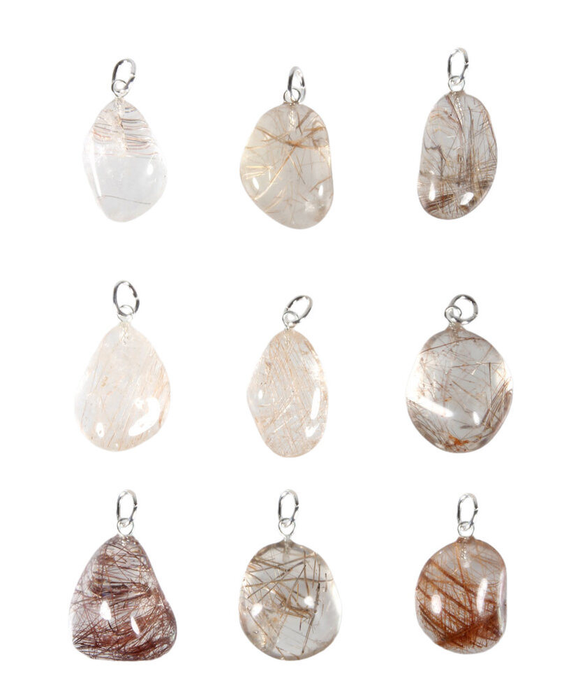 Rutielkwarts hanger met zilveren oogje Rutielkwarts hanger met zilveren oogje