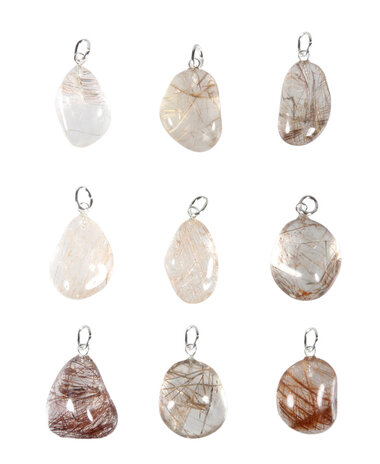 Rutielkwarts hanger met zilveren oogje Rutielkwarts hanger met zilveren oogje