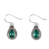 Zilveren oorbellen onyx (groen) | druppel ribbelrand Zilveren oorbellen onyx (groen) | druppel ribbelrand