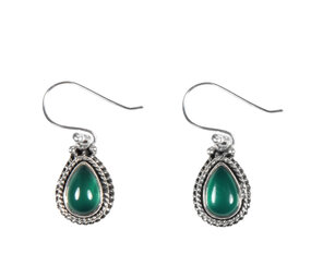Zilveren oorbellen onyx (groen) | druppel ribbelrand Zilveren oorbellen onyx (groen) | druppel ribbelrand