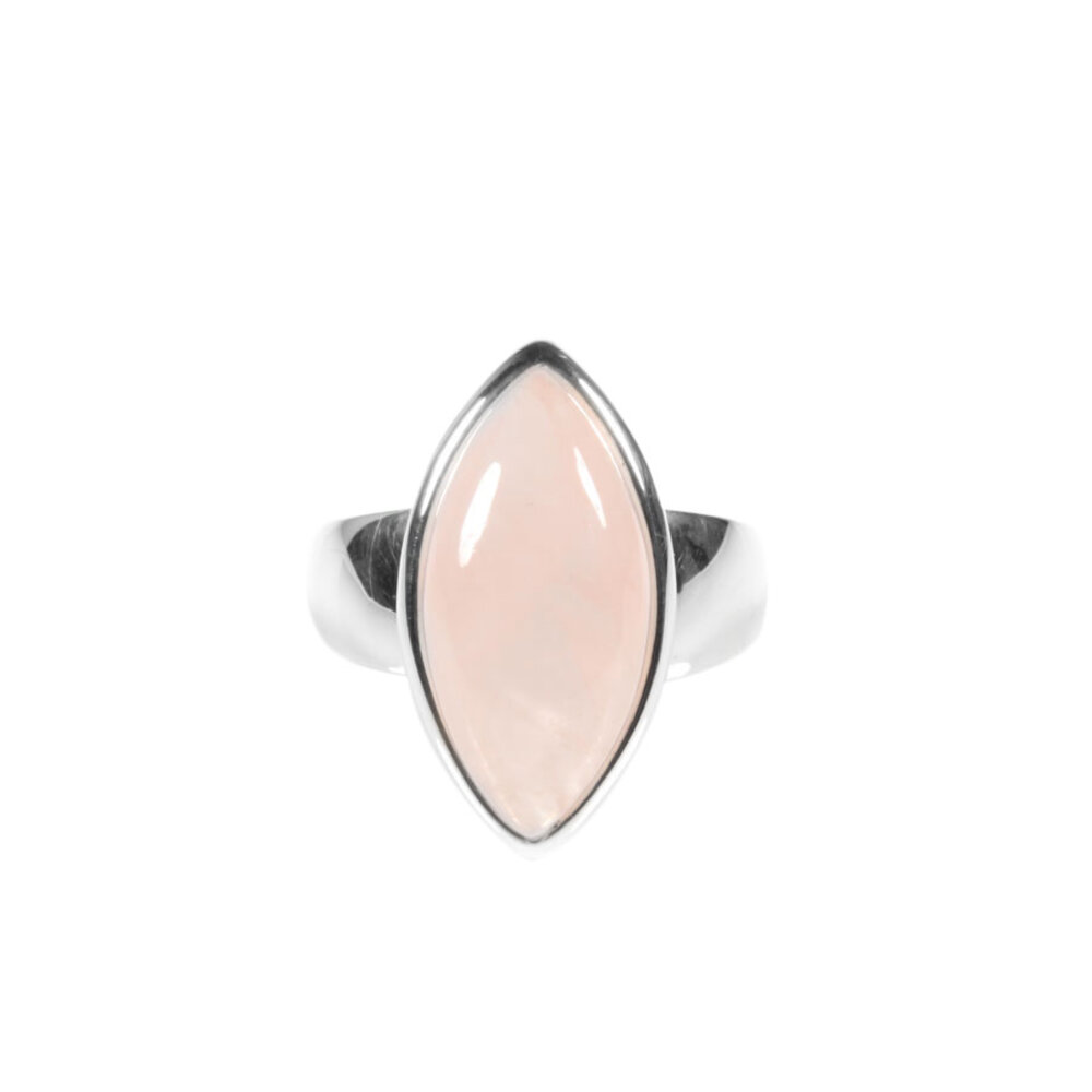 Zilveren ring rozenkwarts maat 18 3/4 | markies 2,1 x 1 cm Zilveren ring rozenkwarts maat 18 3/4 | markies 2,1 x 1 cm