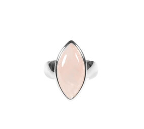 Zilveren ring rozenkwarts maat 18 3/4 | markies 2,1 x 1 cm Zilveren ring rozenkwarts maat 18 3/4 | markies 2,1 x 1 cm