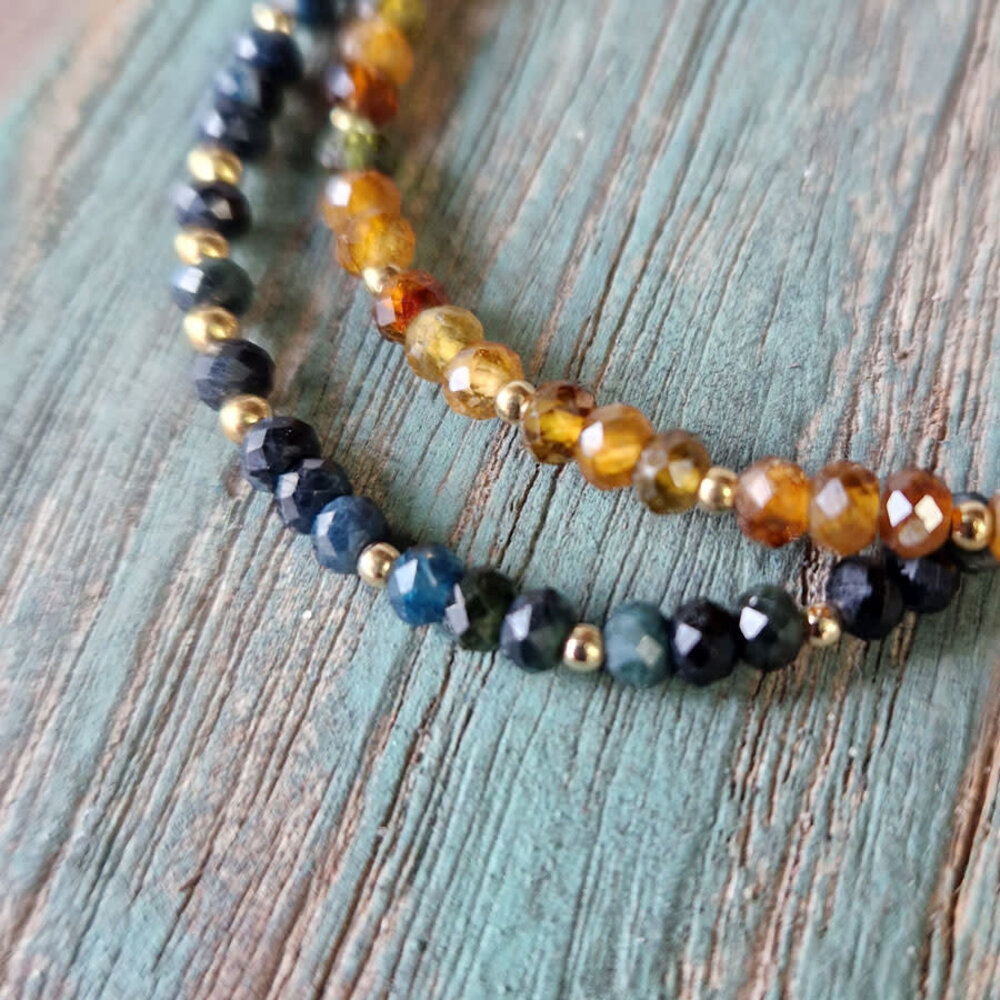 Indigoliet (blauwe toermalijn) gold filled armband | 4 x 3 mm facet rondelles