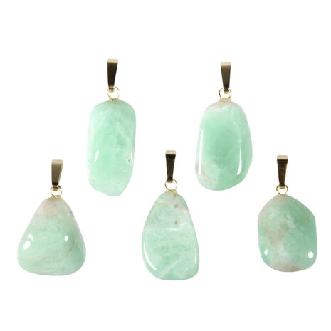 Maansteen (groen) hanger met 14k gouden oogje