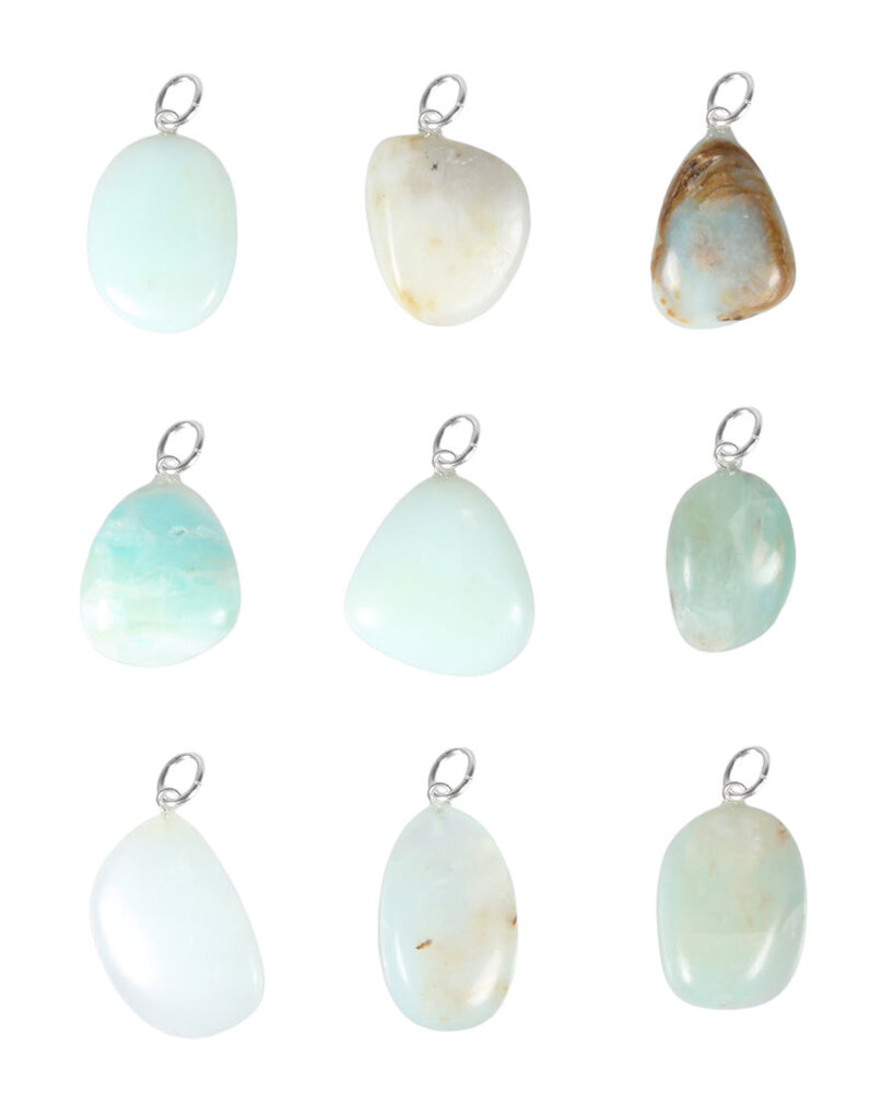 Opaal (Andes) hanger blauw met zilveren oogje