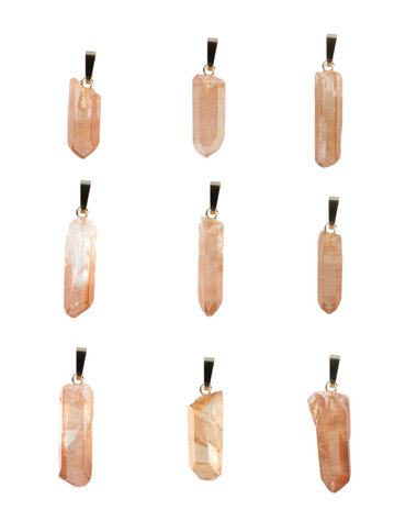 Tangerine kwarts hanger met 14k gouden oogje Tangerine kwarts hanger met 14k gouden oogje