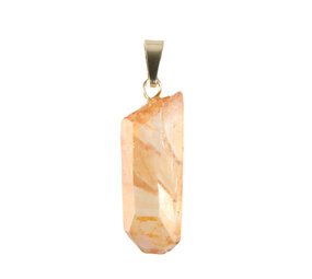 Tangerine kwarts hanger met 14k gouden oogje Tangerine kwarts hanger met 14k gouden oogje